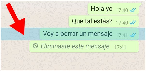 mensaje de WhatsApp seleccionado