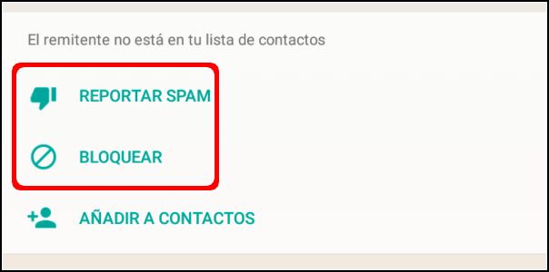 reportar SPAM y bloquear número de WhatsApp