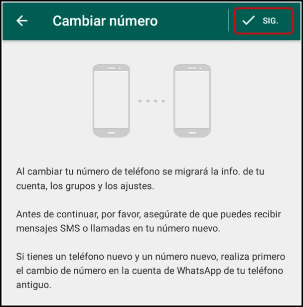 cambiar número en whatsapp