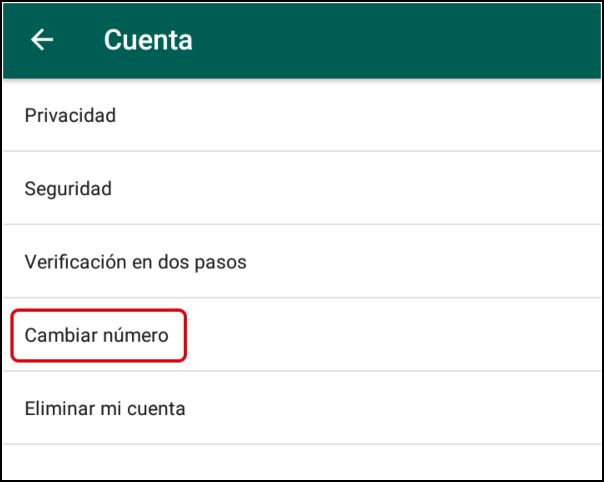 cambiar número de WhatsApp