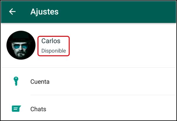nombre en WhatsApp