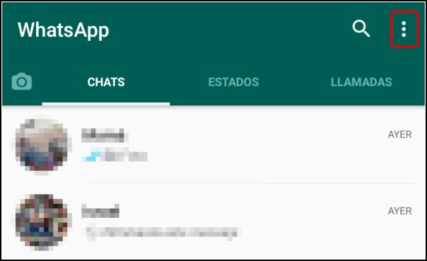 tres puntos WhatsApp