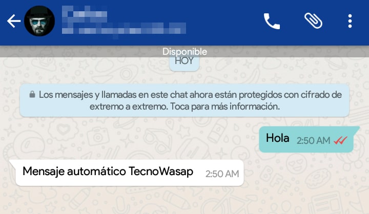 Resultado final del contestador automático en WhatsApp