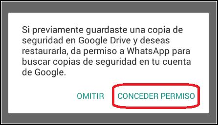 conceder permiso WhatsApp
