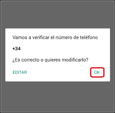 confirmar número móvil