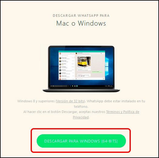 Descargar WhatsApp para Windows 10 64-bits