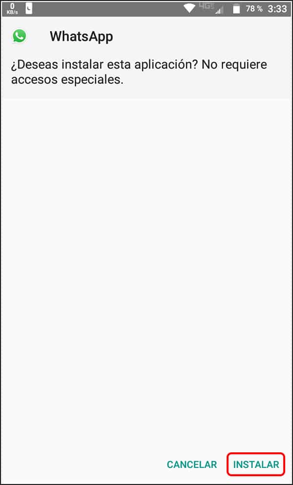 botón instalar apk WhatsApp