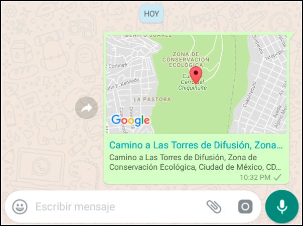mensaje enviado ubicación falsa