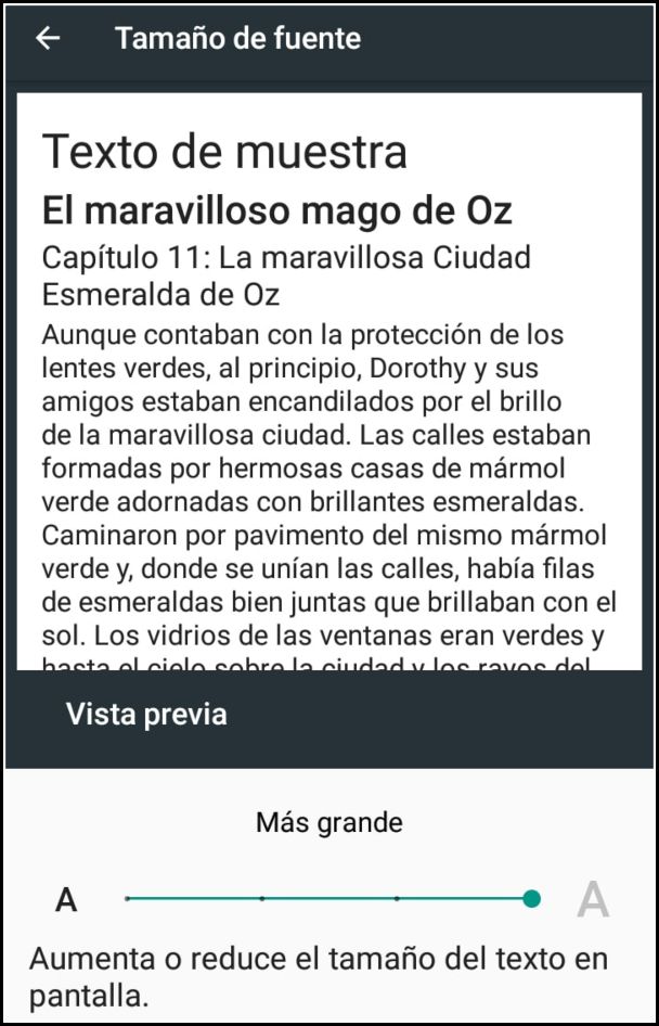 aumentar tamaño de fuente