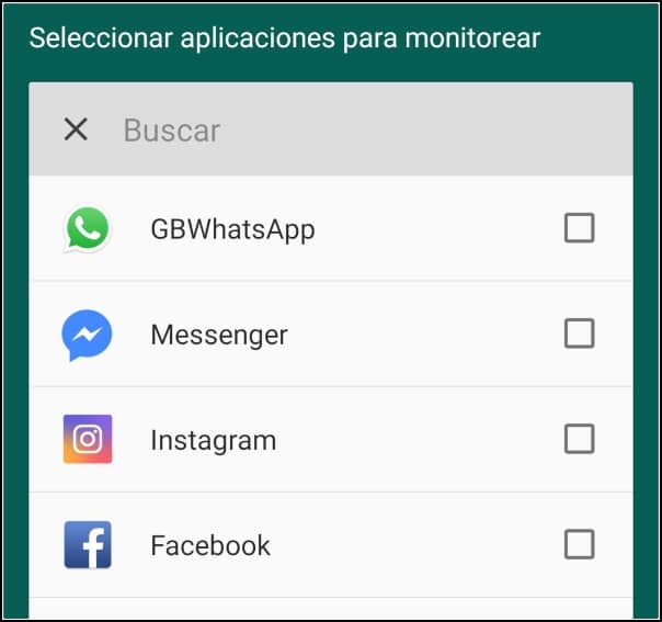 seleccionar app a monitorear