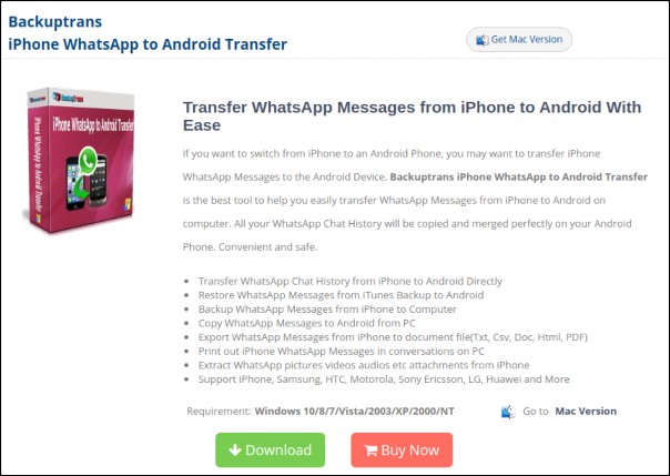 Pasar datos de WhatsApp de Android a iPhone con Backuptrans