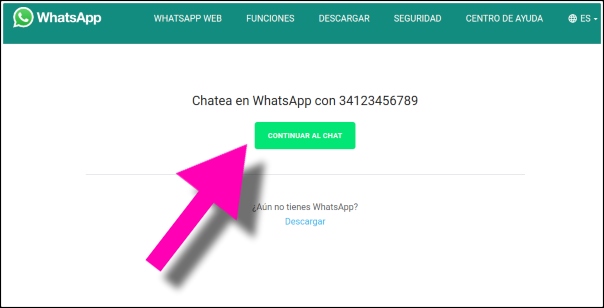 enviar mensaje a través de whatsapp web a un número no guardado