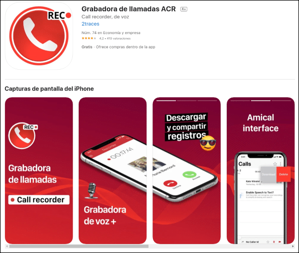 grabadora de llamadas acr iphone