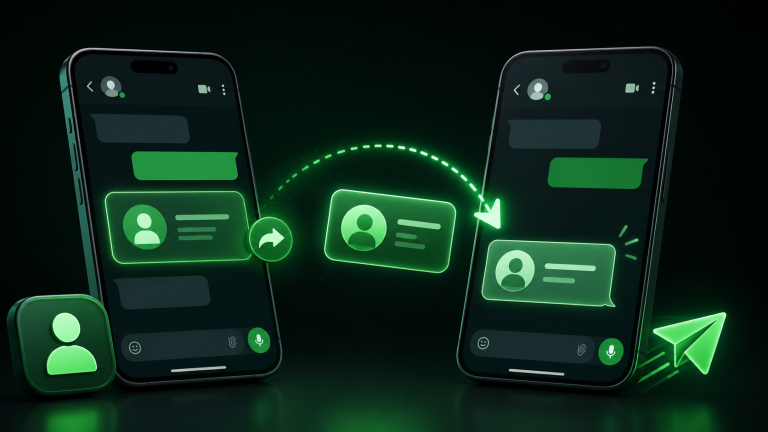 Compartir un contacto por WhatsApp enviando una tarjeta de contacto en el chat