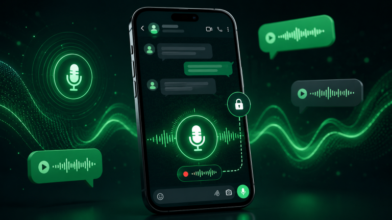 Grabar notas de voz en WhatsApp con manos libres bloqueando el micrófono en el chat