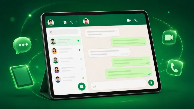 Usar WhatsApp en un iPad mostrando una conversación en pantalla